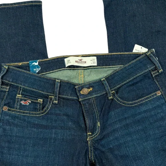 NWT Hollister Low Rise Bootcut Jeans Womens 5R W27 L33 Dark Wash Y2K 2010s - Picture 2 of 3